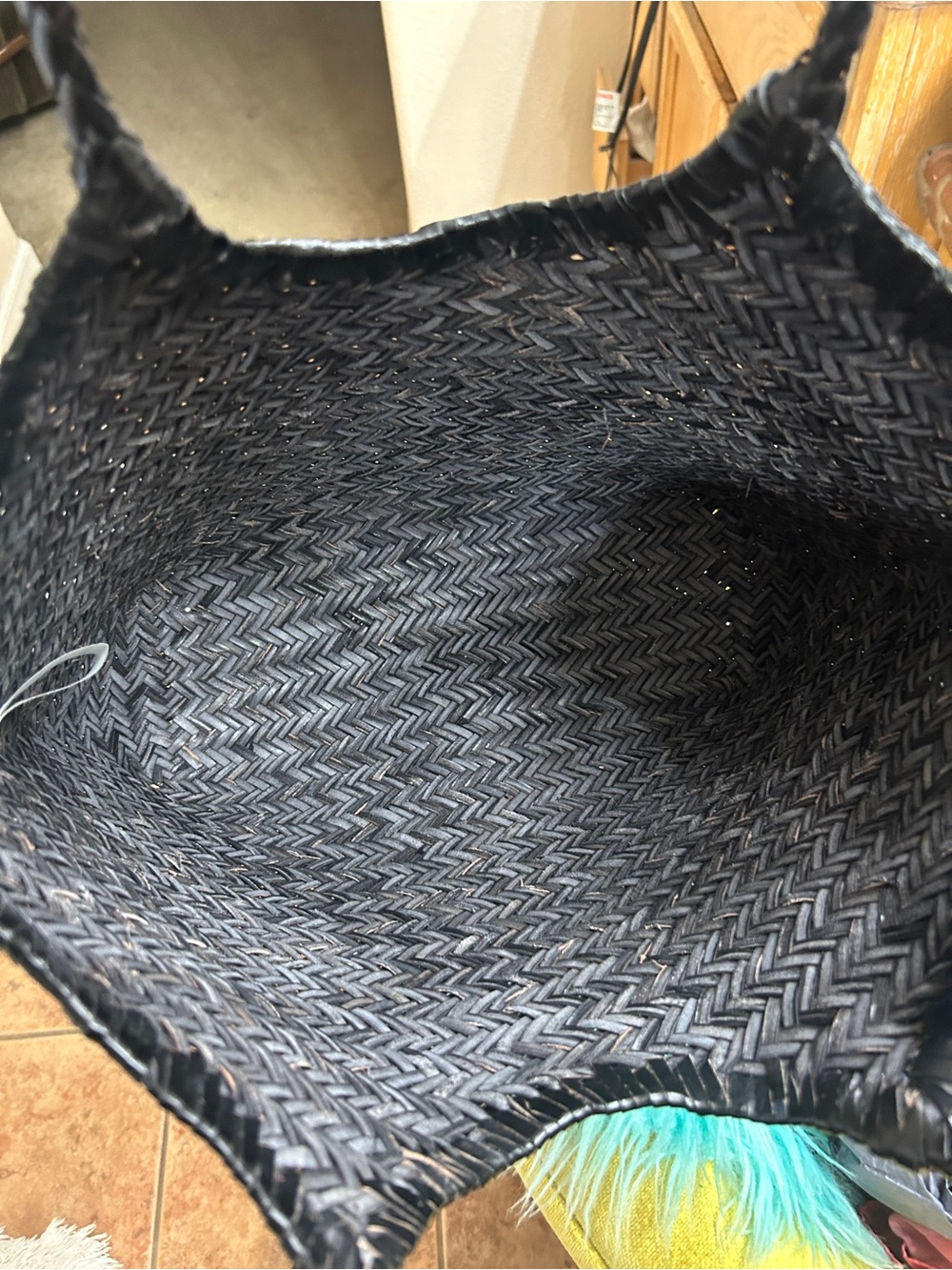 Anthropologie Black Woven Double-Handle Tote - Picture 5 of 6